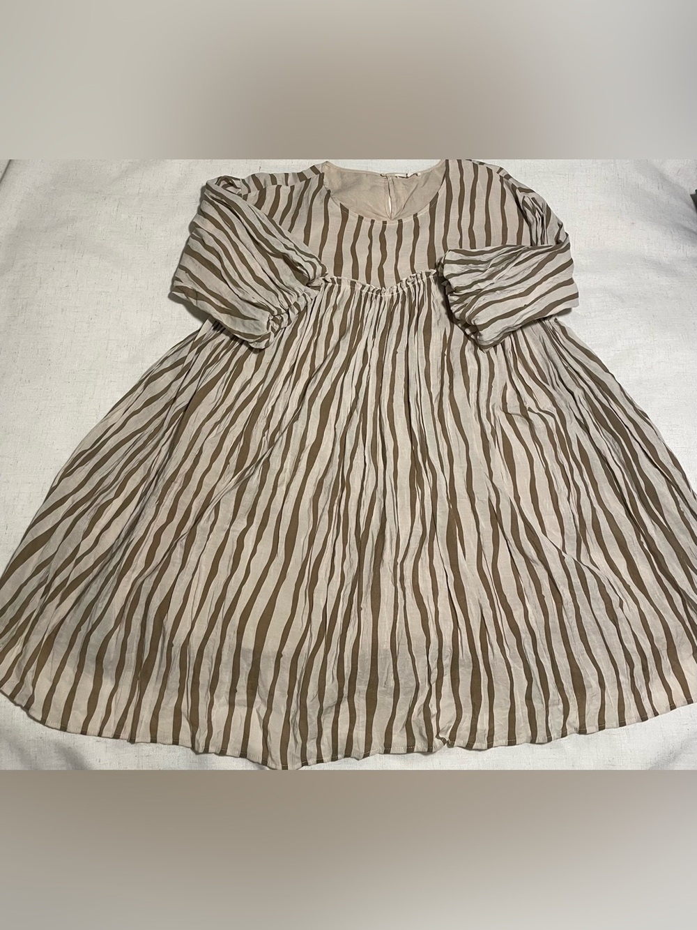 Easel Los Angeles Stripe Babydoll Mini Dress M Oversized Boho Cottagecore